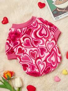PETSIN 1 Pc Fleece Heart Print Warm Crewneck For Pet Dogs & Cats, Universal - Multicolor - View 1