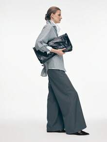 Mnmlis Black Patent Leather Brogues T-Strap Pointed Toe Stiletto Heel Sandals, French Retro Hollow Carved Closed Toe Backless Sandals, High-End Design Genuine Leather Metal Buckle Strap Women Shoes, Niche Luxury Commuter Versatile Dark Style Sandals Valentine's Day - Black - View 7