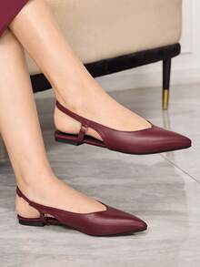 Sleekvia Women's Pointed Toe Casual Versatile Flat Shoes - Burgundy - View 1