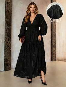 Roveilla فستان أنيق بياقة على شكل حرف V مطوي من ال...