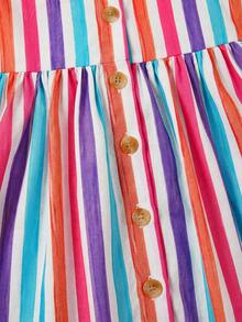 SHEIN Baby Girl Woven Striped Ruffle Hem Casual Dress - Multicolor - View 4