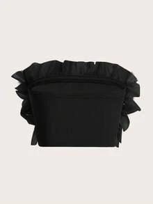Revavyn 荷叶边网纱拼接上衣 节日派对服装 可爱趣味衬衫 - 黑色 - 查看 2