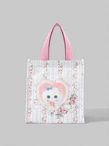 ROMWE Kawaii Cute Cartoon Kitten Thermal Insulation Bag - Pink B - View 6