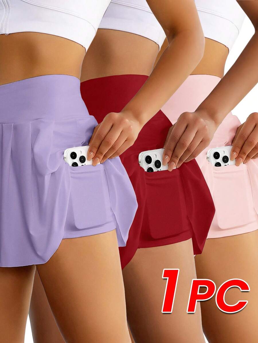 Sovereign Charm Falda deportiva-enagua de unicolor, apropiada y de moda para el verano - Morado - Ver 1