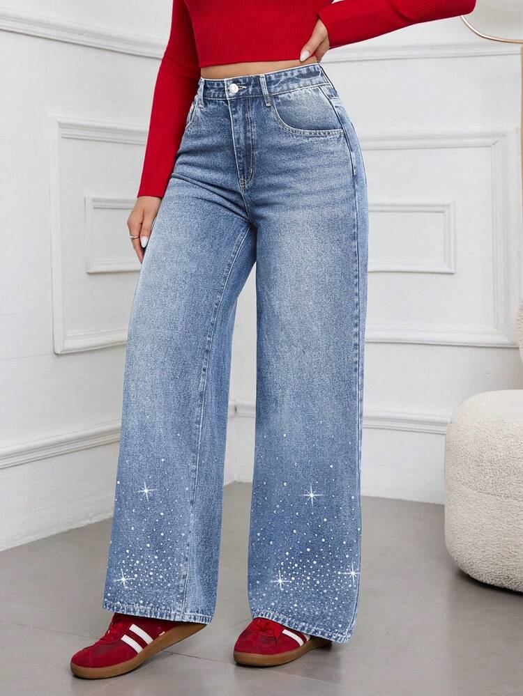 ZYANYA Mezclilla Pantalón cargo Jeans wide leg mujer Pantalones de mezclilla mujer Pantalones anchos pantalon de mezclilla dama vaqueros pantalones vaqueros para mujer pantalón de mezclilla - Gris - Añade 2