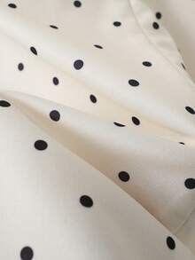 Franclia 女士优雅法式波点荷叶边领腰系蝴蝶结简约浪漫日常约会短袖连衣裙，春夏款 - 杏色 - 查看 8