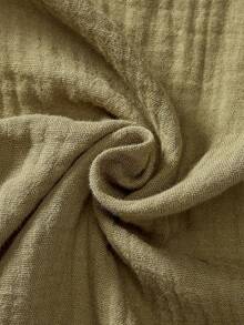 Ocili Soft Double-Layer Cotton Seersucker Tie-Front Plus Size Robe - Dark Green - View 4