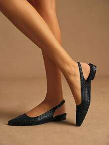 Rosivie Tacones altos de mujer con diseño de hebilla y punta afilada, versátiles para uso diario - Negro - Ver 3
