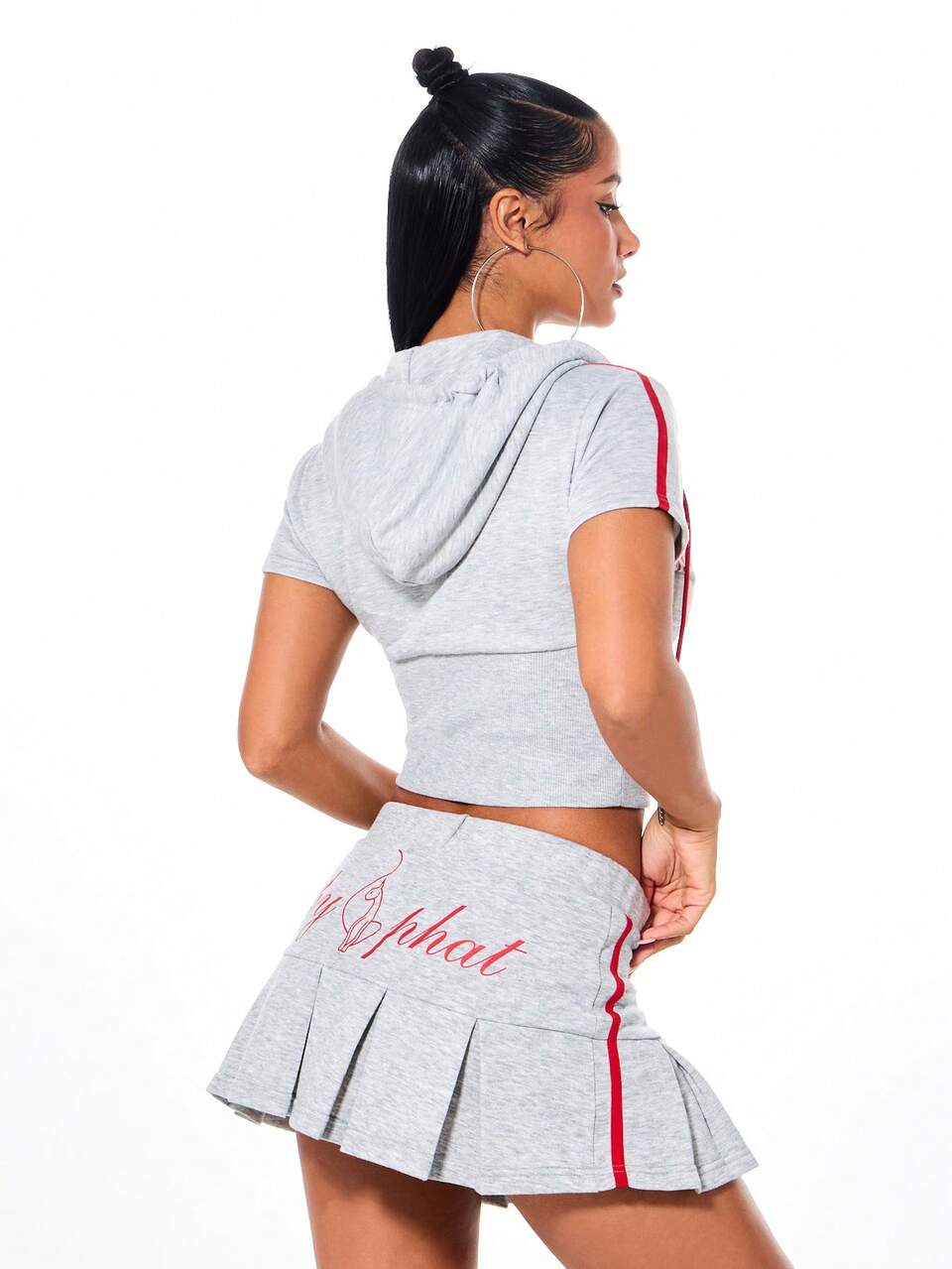 BABYPHAT Women Heather Short Sleeve Zip Up Cropped Hoodie With Hood Casual Streetwear Track Top