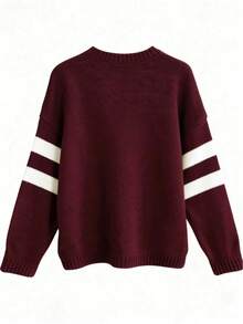 Resyla Women's Casual Daily Star Pattern Loose Fit Crew Neck Sweater, Autumn/Winter - Multicolor - View 2