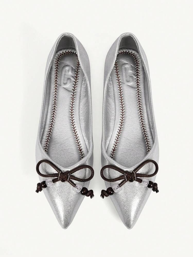 CUCCOO CHICEST Women's Pointed Toe Bow Decor Casual Slip-On Shoes Valentine's Day Elegant Shoes