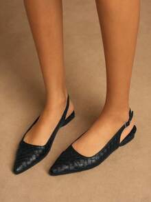 Rosivie Tacones altos de mujer con diseño de hebilla y punta afilada, versátiles para uso diario - Negro - Ver 5