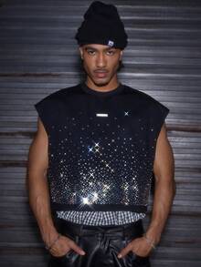 AXEPEAK 男士全印花圆领时尚街头风上衣 - 黑色 - 查看 3