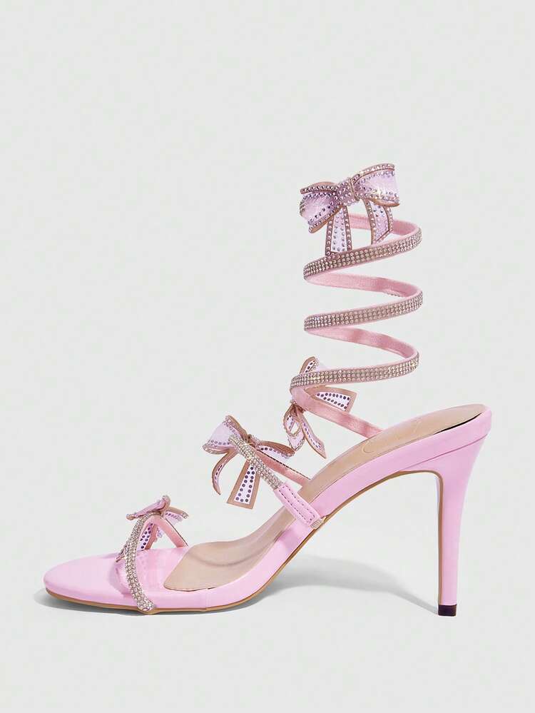 CUCCOO SZL Pointed Toe Rhinestone Embellished Sexy High Heel Sandals For Women Valentine's Day Prom Heels Summer Shoes