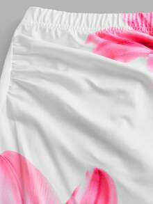 2pcs Tween Girls Floral Print Asymmetrical Shoulder T-Shirt And Maxi Skirt Set, Casual Vacation Beach Tropical Hawaii Summer Outfit - Pink - View 3