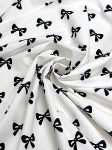 Franclia Women's Elegant Casual Bow Print Loose Neck Dress - White - View 3