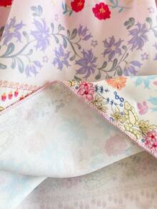 Vintaside Kids 1pc Girls' Summer Floral Print Ruffled Layered Pink Sundress With Bow Strap Fitted Dress - Multicolor - View 6