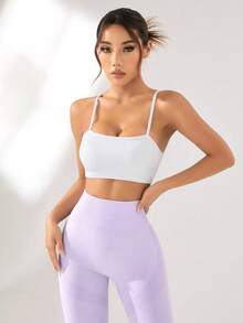 Easithlete Seamless Sports Bra With Removable Pads And Adjustable Straps - White - View 6