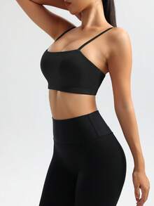 Easithlete Sujetador Deportivo Sólido Para Mujer - Negro - Ver 7