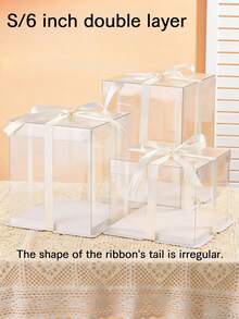 1pc White/Clear Lid Cake Box, Bakery Food Gift Box Suitable For Cakes, Pastries, Chocolates, Cookies, Pies, Birthday Parties, Weddings, Valentine's Day, Gift Packaging - Transparent Lid, Transparent Version - View 12