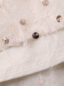 DAZY Đầm midi tay phồng đính sequin, thích hợp cho khách dự đám cưới, tiệc tùng, dạ hội, đầm lấp lánh, đầm hè. - Màu be - Xem 8