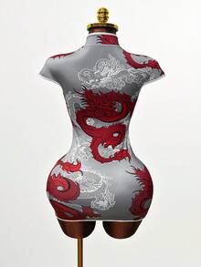 Mistrie 女士全印花镂空拼接紧身性感连衣裙 - 彩色 - 查看 2