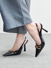 CUCCOO BIZCHIC Zapatos de tacón alto de punta fina y sexy para mujer - Negro - Ver 4