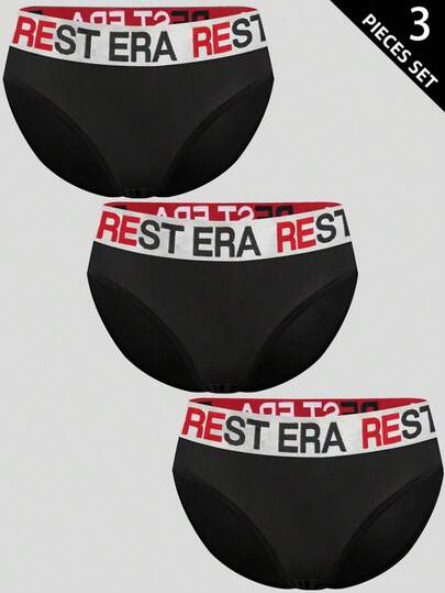 3pcs Women's Fashionable Letter Print Panties Set