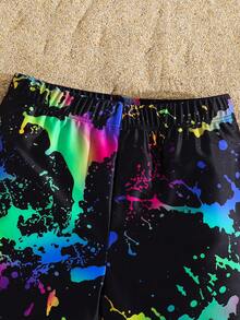 SHEIN Conjunto de tankini de 2 piezas con diseño fosforescente de videojuegos para niño preadolescente, informal y ajustado, adecuado para primavera/verano, vacaciones en la playa - Multicolor - Ver 6