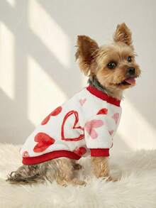 PETSIN 1 Pc Pet Cat & Dog Universal Warm Plaid Heart Print Sweatshirt, - Multicolor - View 7