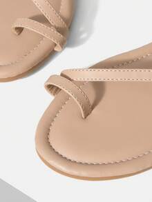 Mnmlis Sandal đế bằng thoải mái, kiểu xỏ ngón dành cho nữ. - Màu be - Xem 5