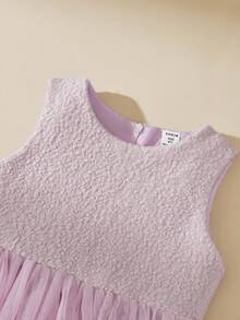 SHEIN Elladie kids 派对礼服，女童公主裙，紫色香氛外套套装，网纱连衣裙，长袖外套，生日派对，婚礼庆典，紫色网纱连衣裙，舞会礼服，优雅派对礼服 - 紫色 - 查看 6