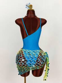 Amplova 女士渐变亮片刺绣薄纱罩衫，性感迷人，适合度假、音乐节，可爱春夏泳装 - 彩色 - 查看 7