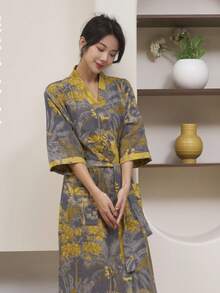 1 chiếc, Áo choàng tắm dài kiểu cổ điển, Áo choàng tắm bằng vải cotton gạc nguyên chất, Áo choàng tắm mùa hè, Thấm hút tốt, nhanh khô, Áo choàng tắm nữ, Khăn tắm có thể mặc được, Đồ ngủ mùa xuân và mùa hè, Vải gạc đôi, Đồ dùng phòng tắm, Đồ gia dụng - nhiều màu - Xem 29