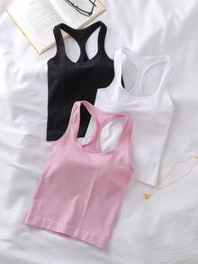 Lowkey Lull 3pcs Seamless Women's Camisole Tops, High Elasticity, Soft, Non-Restrictive, Suitable For Home, Commute, And Everyday Wear - Multicolor - View 6
