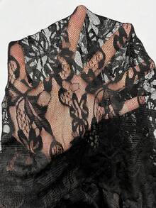 Coolane 女士秋冬街头复古外出狂欢装扮休闲波西米亚西部风Y2K蕾丝棕色V领长袖迷你荷叶边连衣裙 - 黑色 - 查看 8