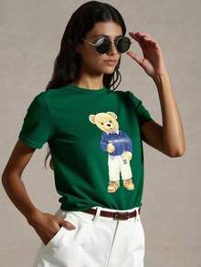 2026 New Arrive Summer Women's Bear Print Round Neck Short Sleeve T-Shirt,Summer,Suitable For Work And Daily Commute/ St Patrick/ Green - Green - View 4