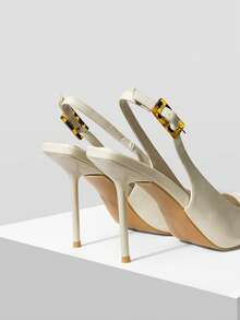 Mnmlis Women's Pointed Toe Buckle Design Fashionable High Heels, Versatile For Daily Wear Valentine's Day - Apricot - View 6