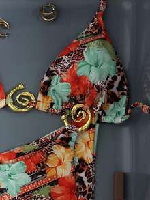 Swim Vcay 女士性感豹纹比基尼套装，夏季 - 彩色 - 查看 3