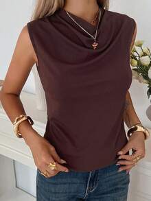 Livesso Women Tank Tops & Camis - Coffee Brown - View 4