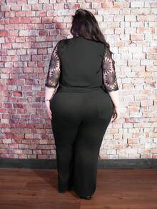 Truni Plus Size Casual Washed High Waist Denim Jeans, For Pear Triangle Body Shape - Black - View 2