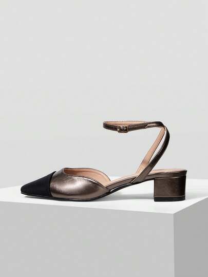 MOTF WOMEN'S ELEGANT CONTRAST COLOR ANKLE STRAP HIGH HEEL PUMPS VALENTINE'S DAY