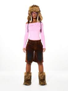 SUMWON WOMEN 露肩侧褶皱长袖贴身连帽衫细节 - 粉色 - 查看 6