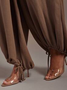 Hauture Women's Sexy Cami Sleeveless Side Ruched And Drawstring Hem Jumpsuit - Brown - View 5