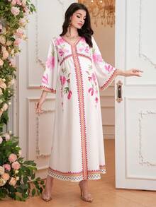 SHEIN 孕妇时尚印花中长袖连衣裙 - 彩色 - 查看 5
