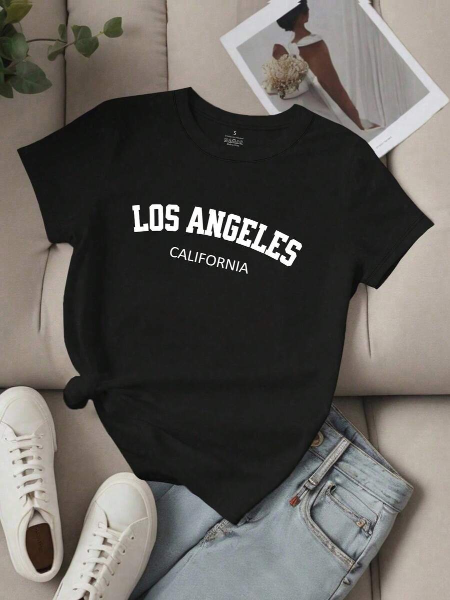 EMERY ROSE Women's T-Shirt Short Sleeved Casual Top Tees Simple Women Tops - Black - View 1