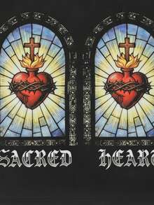 ROMWE MEN Street Life 男士水钻印花宽松短款T恤 - 黑色 - 查看 4