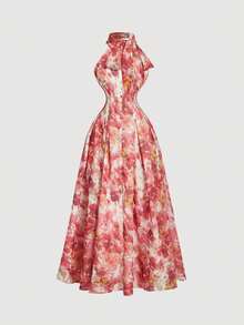 SHEIN MOD 女士扎染印花收腰领连衣裙 - 彩色 - 查看 2