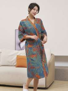 1 chiếc, Áo choàng tắm dài kiểu cổ điển, Áo choàng tắm bằng vải cotton gạc nguyên chất, Áo choàng tắm mùa hè, Thấm hút tốt, nhanh khô, Áo choàng tắm nữ, Khăn tắm có thể mặc được, Đồ ngủ mùa xuân và mùa hè, Vải gạc đôi, Đồ dùng phòng tắm, Đồ gia dụng - nhiều màu - Xem 30