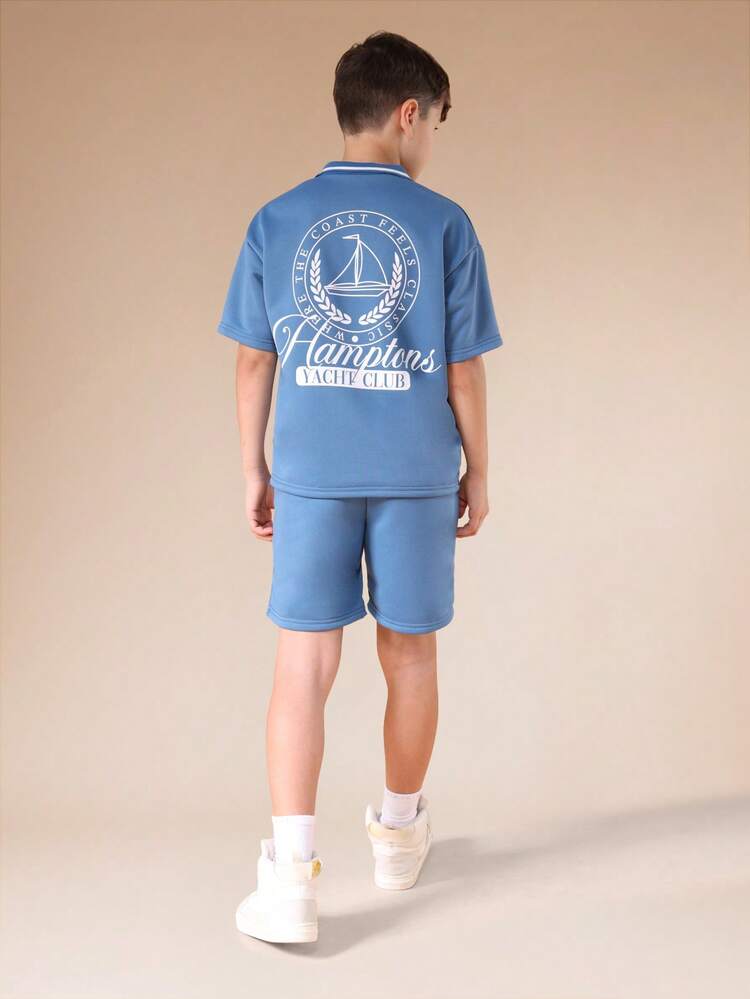 Polo Shirt And Drawstring Shorts Set